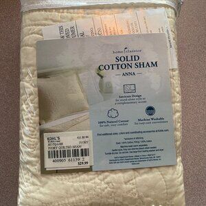 Home Classics Cotton "Anna" Sham Standard Quilted 20x26 New 100% Cotton
